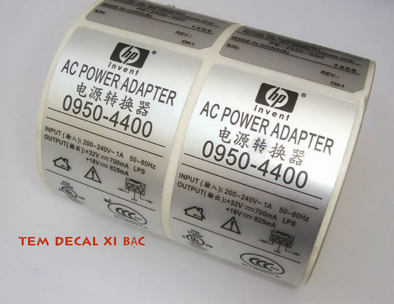 Nhãn decal xi bạc