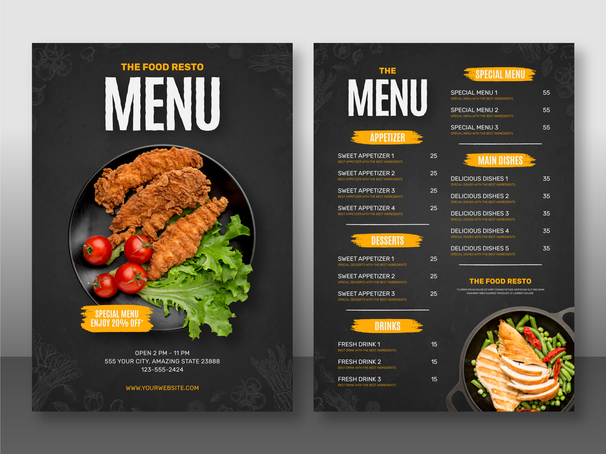 Menu nhà hàng, quán ăn